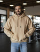 Men Solid Beige Oversized Hoodie