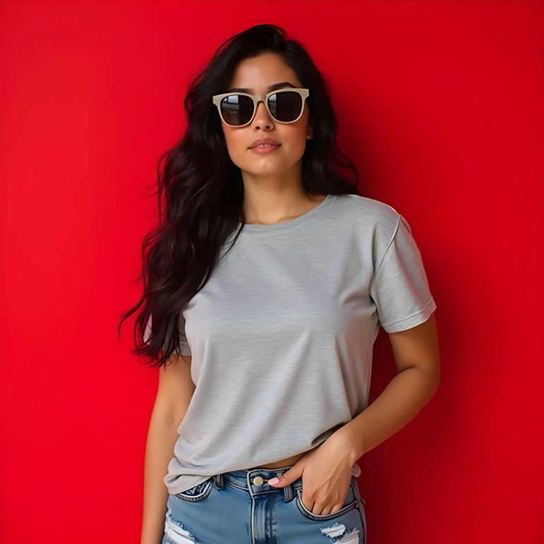 Women Solid Grey Regular Fit T-shirt