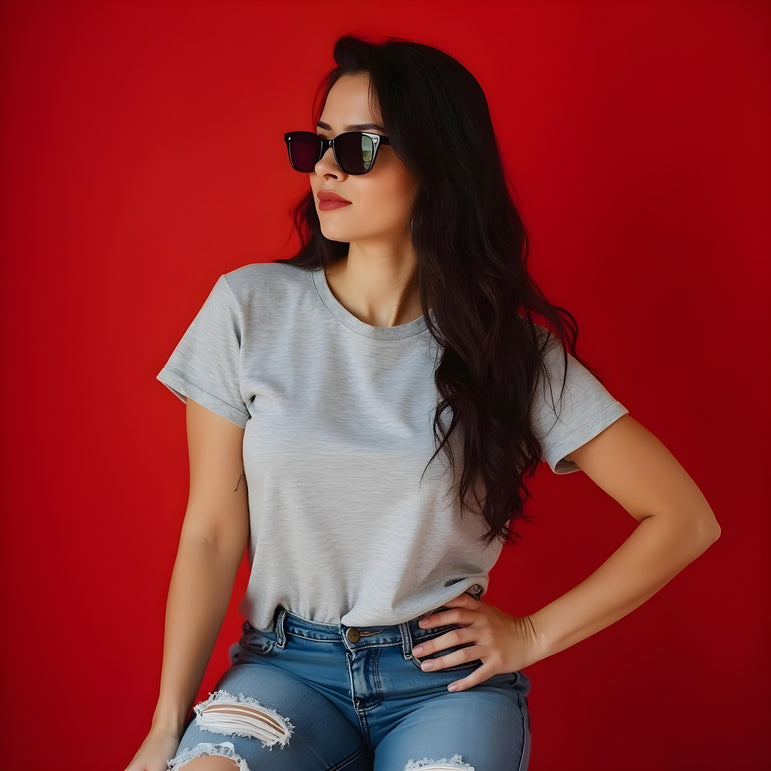 Women Solid Grey Regular Fit T-shirt