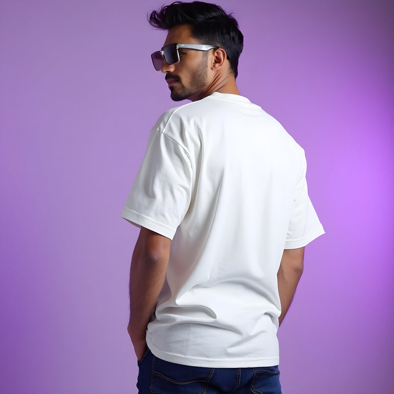 Men Solid White Oversized T-shirt