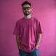 Men Solid Puce Pink Oversized T-shirt